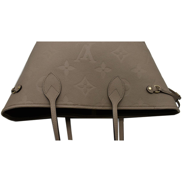 LOUIS VUITTON Neverfull MM Monogram Empreinte Tote Bag Beige