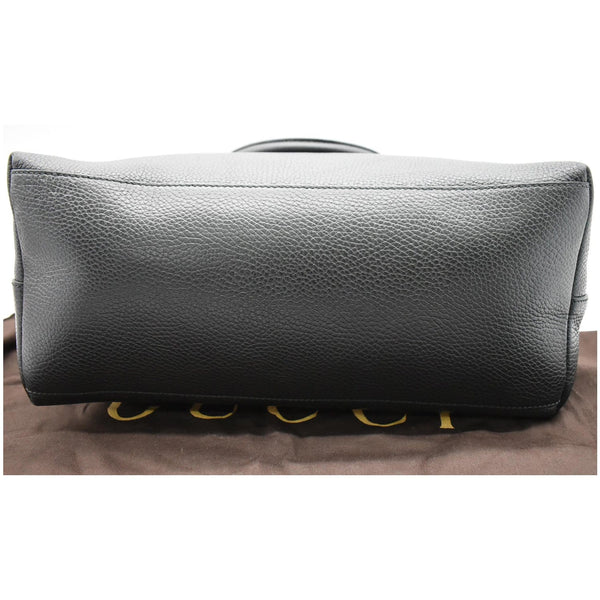 GUCCI Dome Large GG Charm Pebbled Leather Satchel Bag Black 449660