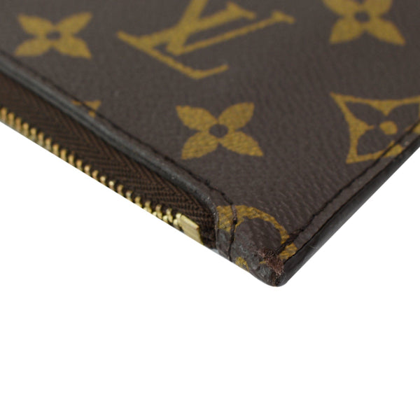 LOUIS VUITTON Neverfull Monogram Canvas Pochette Wristlet Pouch Brown