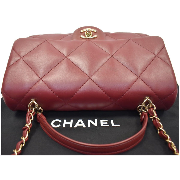 CHANEL Large Quilted Classic Flap Lambskin Leather Shoulder Bag Red