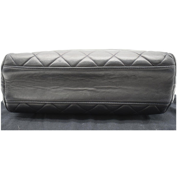 CHANEL Vintage Quilted Leather Chain Handle Tote Bag Black