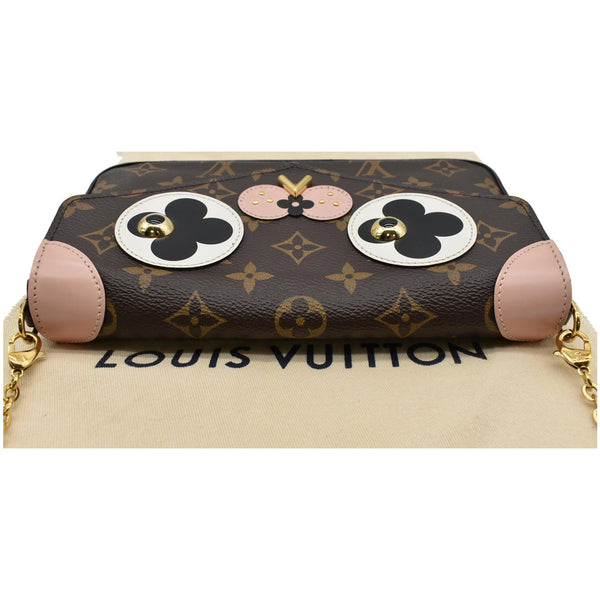 LOUIS VUITTON Pochette Felicie Dog Monogram Chain Crossbody Bag Brown
