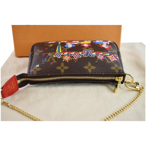 LOUIS VUITTON Mini Pochette Christmas Monogram Canvas Accessoires Pouch Brown