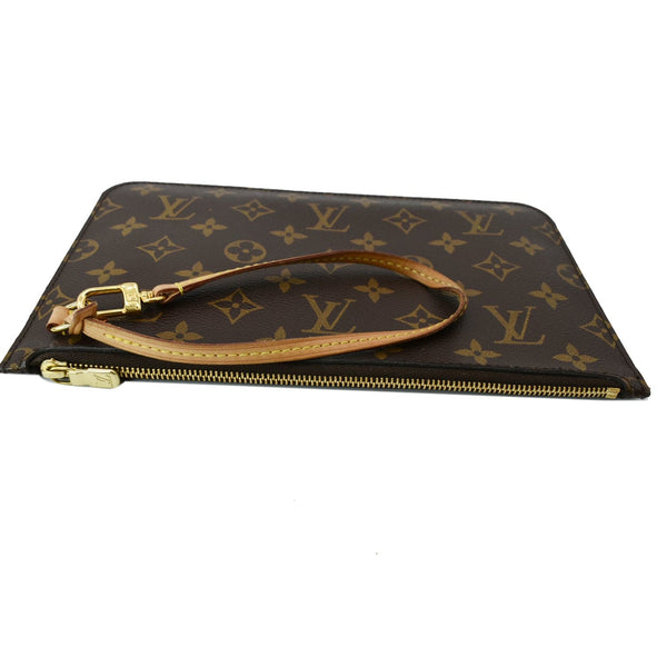 LOUIS VUITTON Neverfull MM Monogram Canvas Pochette Wristlet Pouch Brown