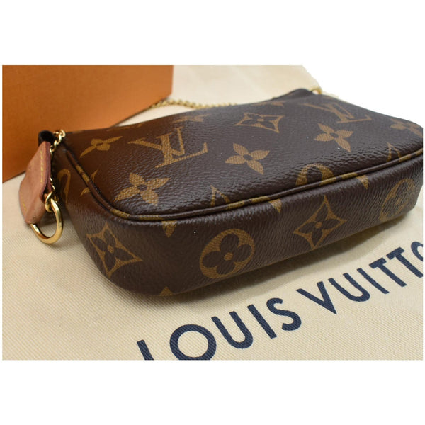 LOUIS VUITTON Mini Pochette Monogram Canvas Accessories Pouch Brown