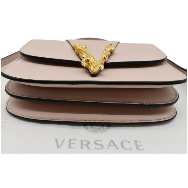 VERSACE Virtus Small Leather Shoulder Bag Light Pink