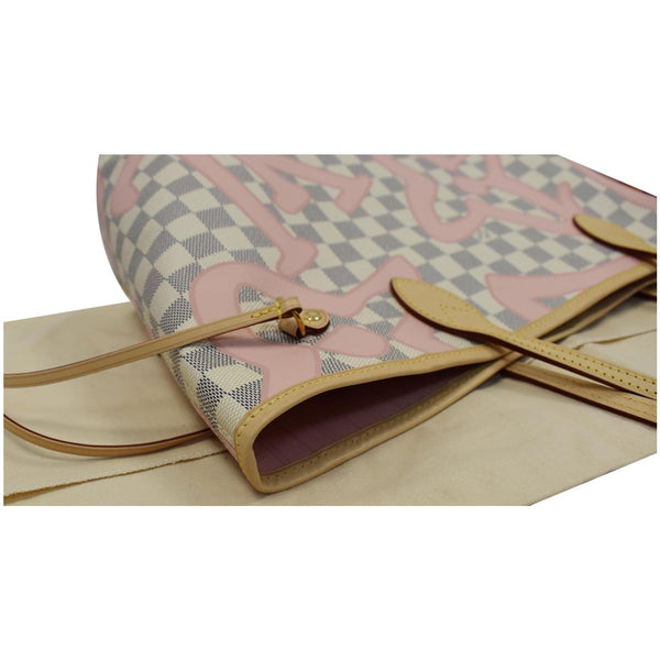 LOUIS VUITTON Neverfull MM Tahitienne Damier Azur Shoulder Bag Pink