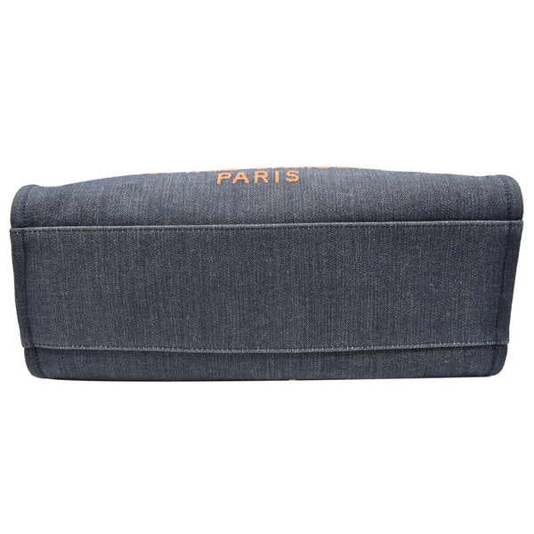 Chanel Deauville Large Denim Shopping Tote Bag Dark Blue