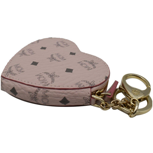 MCM Heart Coin Visetos Charm Monogram Canvas Pouch Pink