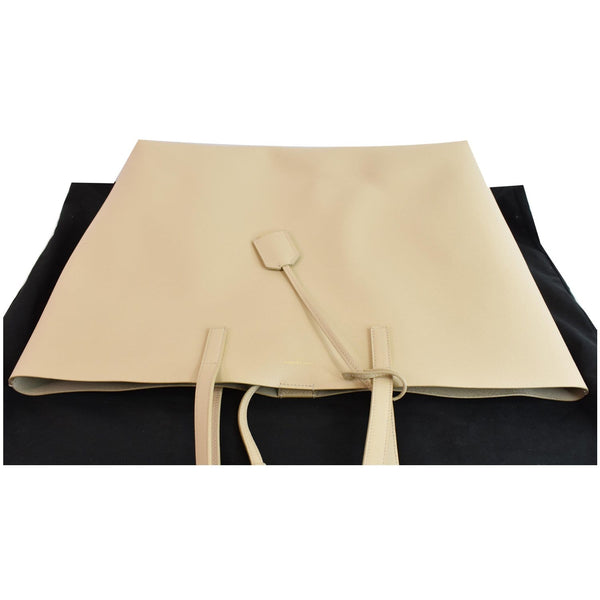 YVES SAINT LAURENT Leather Shopping Tote Bag Beige