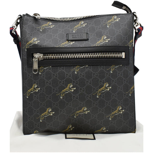 GUCCI Bestiary Tigers GG Supreme Square Messenger Bag Black 474137