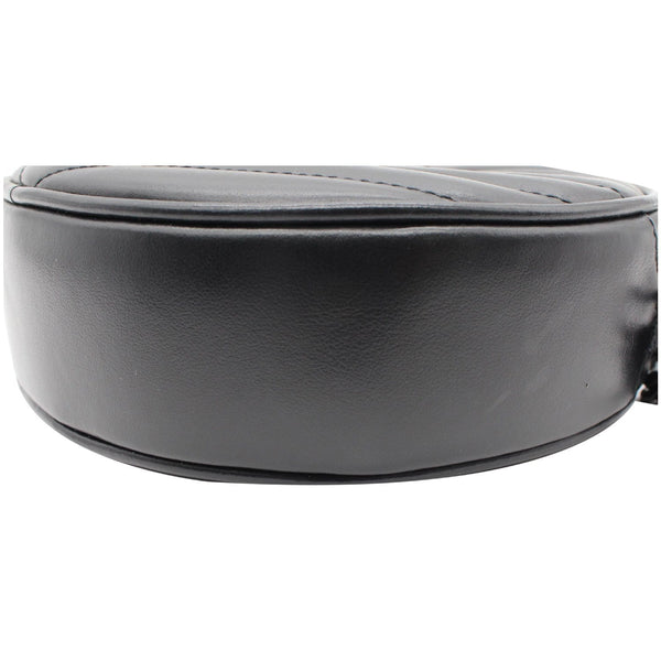 YVES SAINT LAURENT Vinyle Round Chevron Leather Camera Crossbody Bag Black