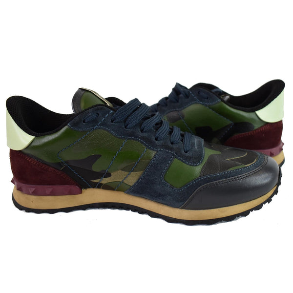 VALENTINO Garavani Rockrunner Camouflage-Print Leather Sneakers Multi US 8.5
