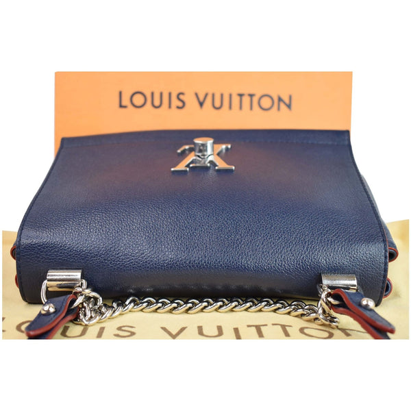 LOUIS VUITTON Lockme II BB Pebbled Leather Shoulder Bag Blue