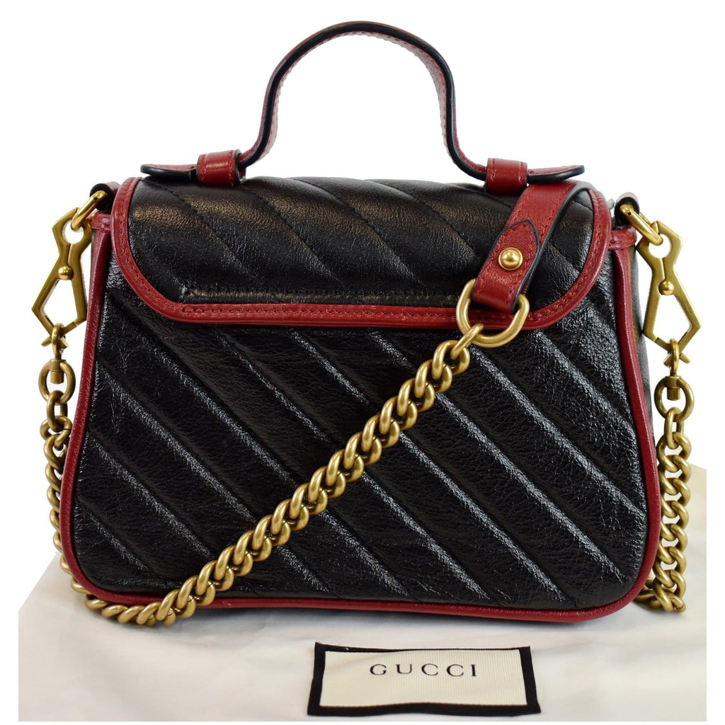 Gucci GG Marmont Red and Blue Leather Top Handle Bag 583571