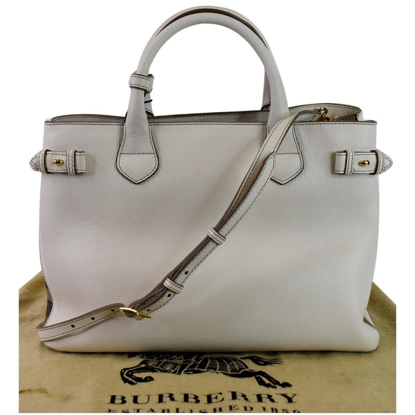 BURBERRY Banner Medium House Check Tote Bag White
