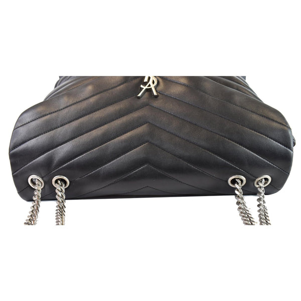 YVES SAINT LAURENT Large Loulou Calfskin Matelasse Chain Shoulder Bag Black