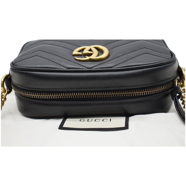 GUCCI GG Marmont Matelasse Mini Leather Crossbody Bag Black 448065