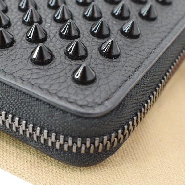 CHRISTIAN LOUBOUTIN Spike Panettone Leather Zippy Wallet Black - sold