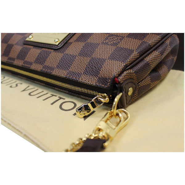 LOUIS VUITTON Pochette Eva Damier Ebene Clutch Crossbody Bag Brown