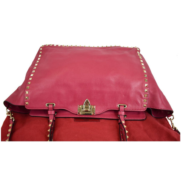 VALENTINO Rockstud Leather Medium Tote Shoulder Bag Pink