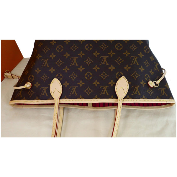 Louis Vuitton Neverfull MM Monogram Canvas Tote Bag top leather handles