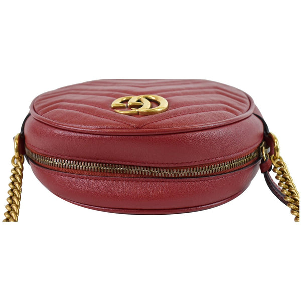 Gucci GG Marmont Mini Round Leather Zipper Bag