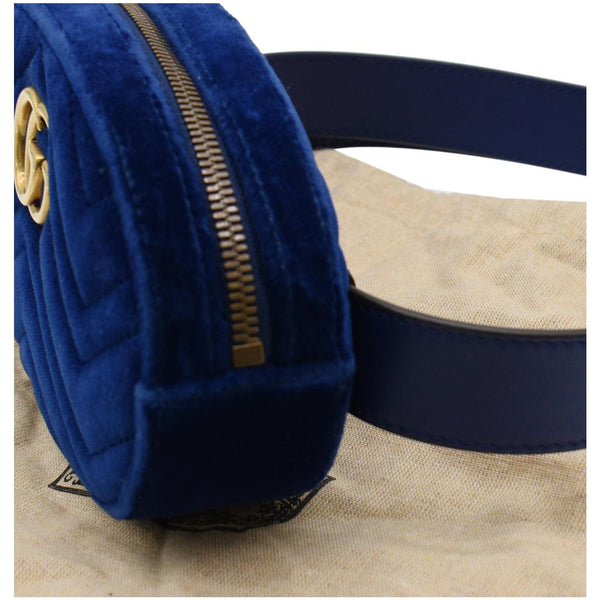 GUCCI GG Marmont Matelasse Velvet Belt Bag Blue 476434