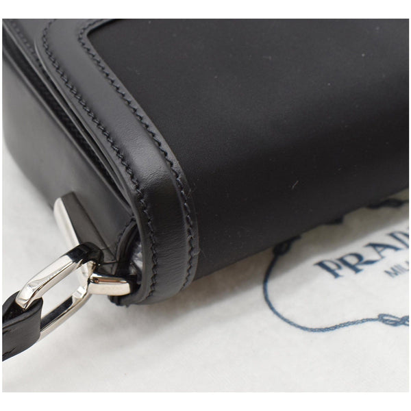 PRADA Nylon Leather Shoulder Bag Black