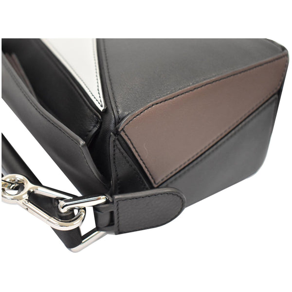 LOEWE Small Puzzle Classic Calfskin Shoulder Bag Black/Taupe
