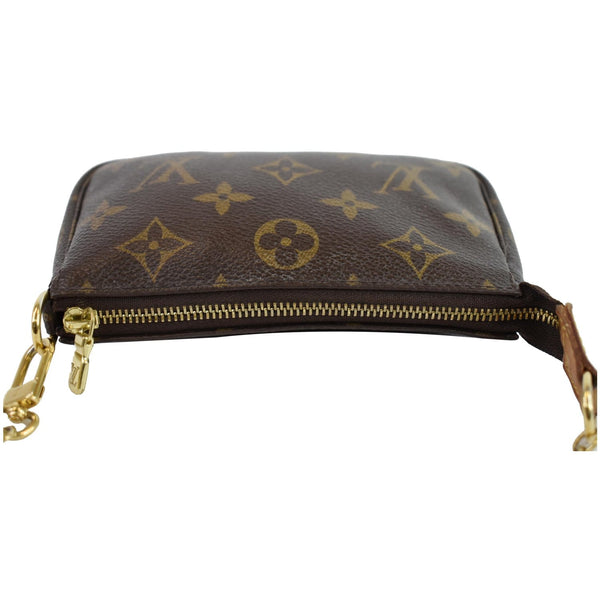 LOUIS VUITTON Mini Pochette Monogram Canvas Accessories Pouch Brown