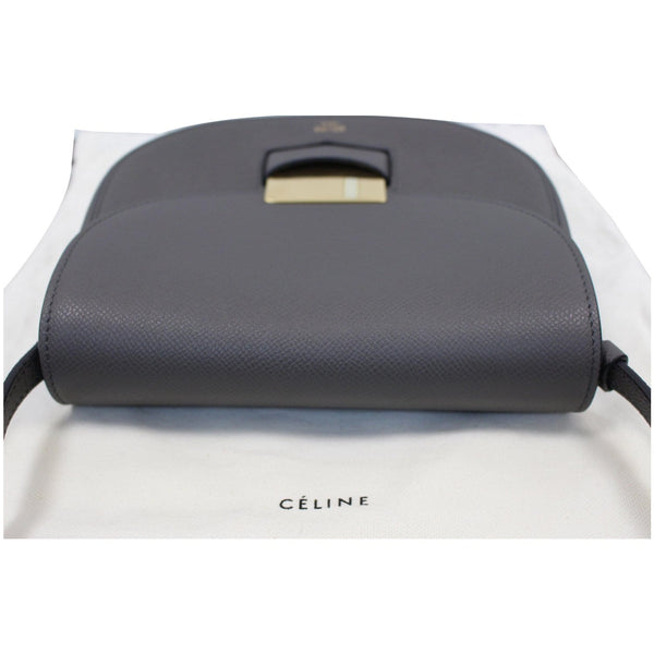 CELINE Trotteur Small Grained Calfskin Leather Shoulder Bag Grey