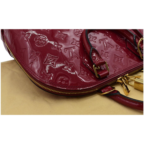 LOUIS VUITTON Alma PM Monogram Vernis Satchel Bag Red