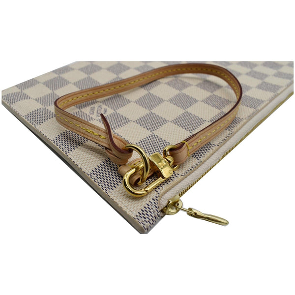 LOUIS VUITTON Neverfull GM Damier Azur Pochette Wristlet Pouch White