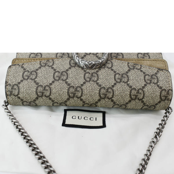 GUCCI Dionysus Super Mini GG Supreme Canvas Crossbody Bag Taupe 476432