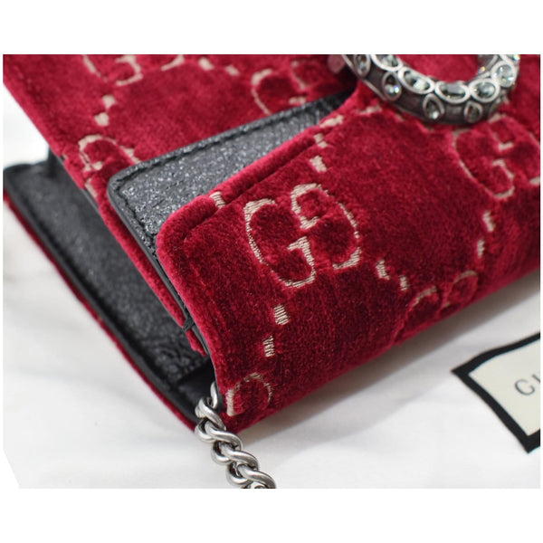 GUCCI Dionysus Super Mini GG Velvet Shoulder Bag Red 476432