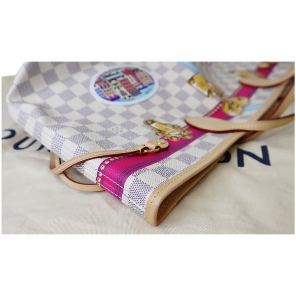 Louis Vuitton Neverfull MM Summer Trunk Damier Azur Bag with extra pocket