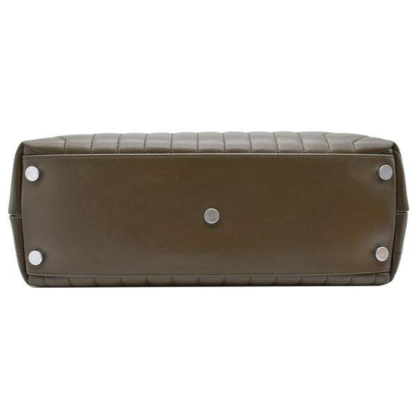 YVES SAINT LAURENT Large Loulou Calfskin Matelasse Chain Shoulder Bag Khaki Green