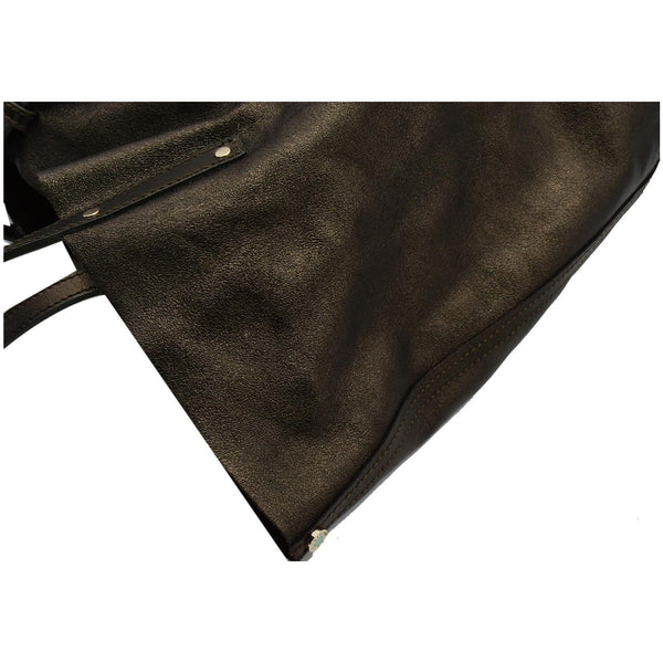 Tiffany & Co. Metallic Reversible Leather Tote Bag Bronze
