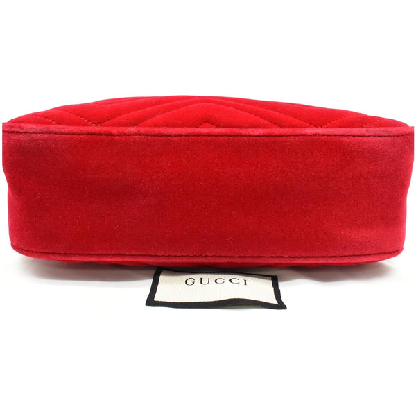 GUCCI GG Marmont Small Velvet Matelasse Crossbody Bag Red 447632