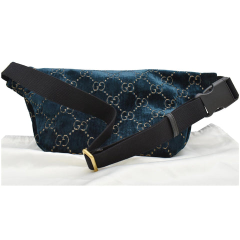 GUCCI GG Monogram Velvet Belt Bumbag Dark Blue 574968