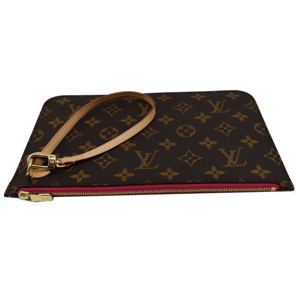 LOUIS VUITTON Neverfull MM Monogram Canvas Pochette Wristlet Pouch Brown