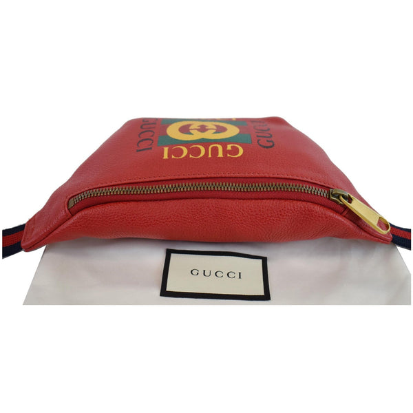 GUCCI Print Grained Calfskin Leather Belt Bag Red 527792