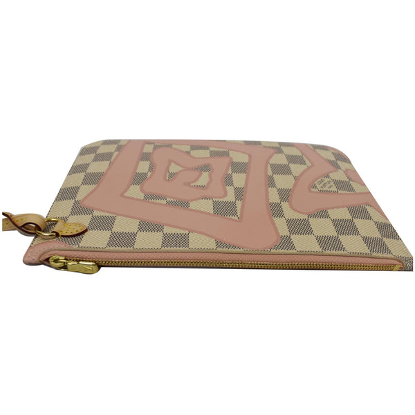 LOUIS VUITTON Tahitienne Pochette Wristlet Pouch Damier Azur Neverfull MM Pink