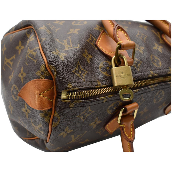 LOUIS VUITTON Speedy 30 Monogram Canvas Satchel Bag Brown