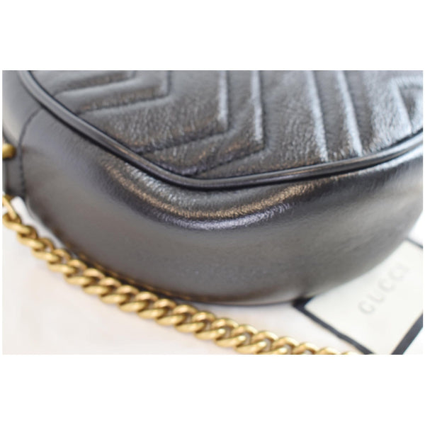 GUCCI GG Marmont Mini Round Leather Crossbody Bag Black 550154