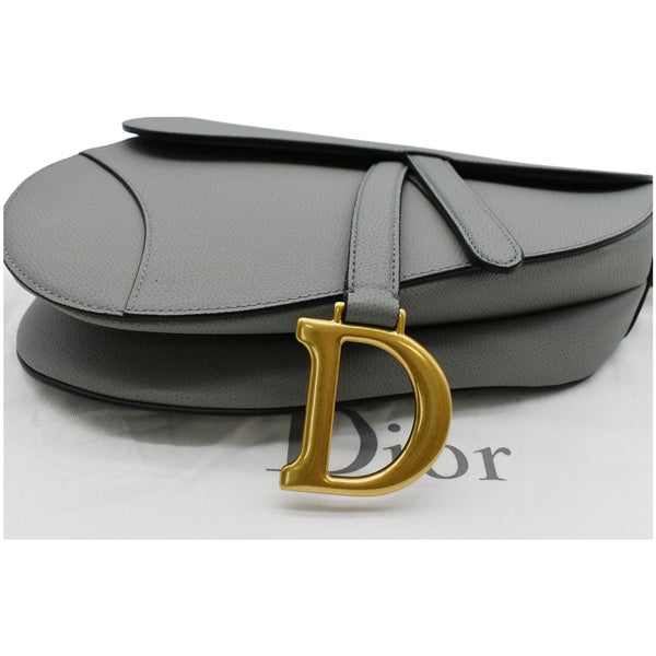 CHRISTIAN DIOR Saddle Leather Shoulder Bag Grey