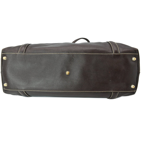 GUCCI Britt Leather Tote Bag Dark Brown 162094