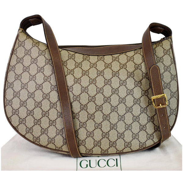 GUCCI Vintage GG Supreme Canvas Shoulder Bag Beige