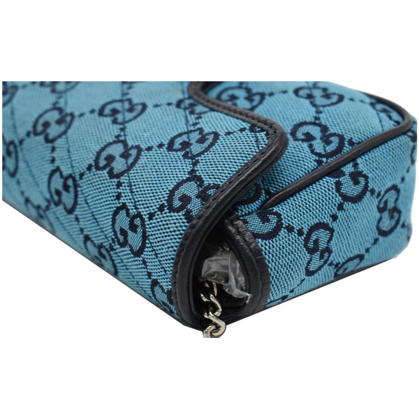 GUCCI GG Marmont Super Mini Matelasse Canvas Crossbody Bag Blue 476433